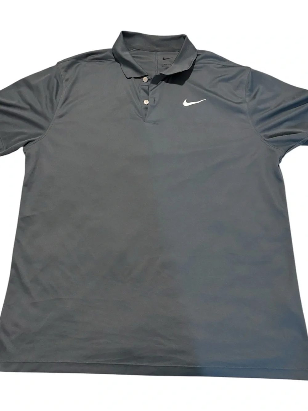 Nike Men's Dark Gray Polo with White Swoosh